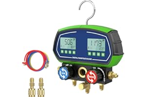PARAOUTIL Manomètre numérique Manifold, L302 Indicateur de réfrigérant HVAC -Distributeur pour R32 R134a R410a 90 etc, Distributeur Intelligent Mechnical Manifold Terminator