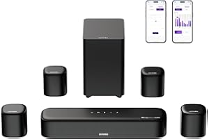 ULTIMEA Aura A60 7.1 Dolby Atmos Soundbar, con Subwoofer, Altavoz TV con Control a través de App, Sistema Surround Cinema 3D con 4 Altavoces Surround, TV Soundbar con HDMI eARC de 350W, Bluetooth