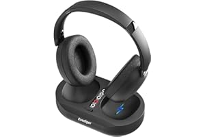EVODIGER Wireless TV Headphones for Seniors, TV Headphones Wireless with Charging Station for Transmitter, Comfortable Over-Ear Fit, Long Battery Life, Easy to Use, Ideal for Elderly People and Late TV