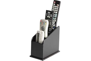 J JACKCUBE DESIGN JackCubeDesign 4 Compartments Black Leather Remote Control Organiser Holder, Controller TV Guide, Media Storage Box - MK292A