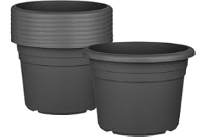 ‎BIGDEAN BigDean 9X Blumentopf Ø 45 cm Farbe Anthrazit Kunststoff Pflanztopf Containertopf Übertopf Pflanzkübel rund 45 x 32 cm