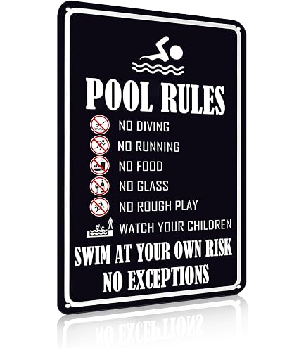 thumbnail image 2 of Swimming Pool Rules Tin Sign Durable Metal Signs Vintage Hanging Plaque 2 of 12