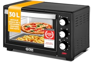 TZS First Austria - Mini-Four 30L 1600W - Four avec réglage de la température jusqu'à 230°C - Avec minuteur de 60 min, 3 hauteurs d'insertion, plaque et grille - Pour petites cuisines et camping