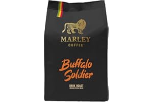 Buffalo Soldier de Marley Coffee, café en grains, biologique bio, torréfaction foncée, de la famille de Marley (Grains de café 227 g)