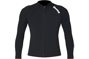 Owntop Chaqueta de Traje de Neopreno para Hombres/Mujeres - Tops De Traje de Neopreno de 2mm de Manga Larga con Cremallera Frontal para Buceo Surf Snorkel Natación