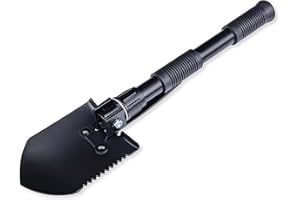 Herbertz Mini pala pieghevole in acciaio inox A3, 40 cm, custodia in nylon con passante per cintura, robusta vanga, per giardino, campeggio o escursionismo