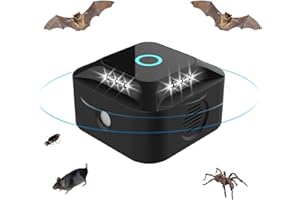 COODAY Ultrasónico para Ratas, 2024 Repelente de murciélagos, Ardilla y cucaracha ultrasónica, 360 ° con luz LED, Repelente ultrasónico para Ratones Cucarachas antiplagas enchufables para jardín