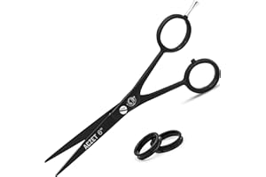 ACZET Professional Hairdressers Sharp Trimming Barbers Stainless Steel Hair Dresser Cutting Shears Salon Hairdressing Scissor Black Razor Edge Hair Cutting Scissor 6.0" for Men Ladies Women Kids Children