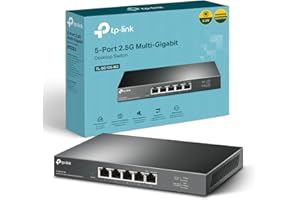 TP-Link Switch 2.5 Gigabit 5 Ports, Boitier Métal, Silencieux sans Ventilateur, Plug-and-Play, Protection à Vie, 100/1000/2500Mbps pour PC, NAS, Serveur, Console de Jeu, Vidéo 4K/8K, TL-SG105-M2