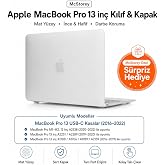 McStorey MacBook Pro 13 İn&ccedil; Kılıf A2338 M1 M2 Uyumlu Mat Frosted Buzlu Yarı Şeffaf Sert Koruyucu Kapak A1706 A1708 A1989 A215