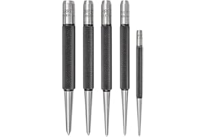 Starrett S816PC - Set di 5 punzoni, 3 punzoni con diametro 5/64"-5/32" e 2 punzoni centrali con diametro da 1/16" e 3/32", in custodia di plastica