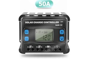 SolaMr 50A Regolatore di Carica Solare 12V/24V Regolatore di Carica della Batteria a Pannello Solare Intelligente con Display LCD per GEL e Batteria a Liquido - 50A