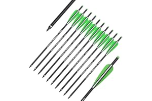 ELONG OUTDOOR Elong 12 pièces boulons d'arbalète en Carbone 16 18 20 Pouces flèches de tir à l'arc de Chasse avec Pointes de flèche de Remplacement de 100 Grains