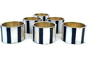 ASTER HOME Portatovaglioli Dorati in Pietra Naturale in Bianco e Nero - Set di 6 Eleganti Portatovaglioli per la Tavola di Natale - Set di 6 Robusti Portatovaglioli Natalizi in Madreperla (6)