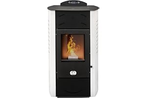 STUFE A PELLET ITALIA Syberia Hydro 15 kW WiFi - wodny piec na pellet WiFi, ciepło do otoczenia i ciepłej wody, wydajność 90% ciepła 90 m², czas pracy 20 h, programowalny 5 mocy, 24 miesiące biały