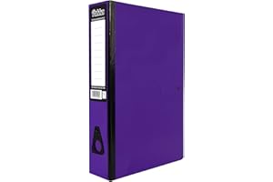 ED Pukka Foolscap A4 Glossy Box Files with Document Clip & Push Lock School Work Office 70mm Spine File Organiser (Purple)