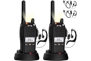 pofung PT88 PRO Professional Royalty Free PMR446 Portable Rechargeable Walkie Talkie, 16 Channels, LED Screen, Flashing Alarm, TOT, CTCSS/DCS, VOX and USB (Camping, Adventure) (Pack of 2)