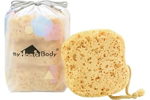myHomeBody Premium Badeschwamm, Schaumstoff-Loofah-Schwamm, Körperschwamm für die Dusche -Großformat, viel Schaum, Square, 3er-Pack