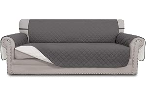 Greatime Sofa Slipcover Reversible Sofa Cover Water Resistant Couch Cover Furniture Protector with Elastic Straps for Pets Kids Children Dog Cat (Sofa, Gray/Ivory)