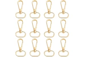 LECTNORE 12 ganci a scatto girevoli dorati, ganci a scatto per cordini, portachiavi in metallo con gancio girevole in lega, fibbie per catene per cuccioli, borse, portachiavi