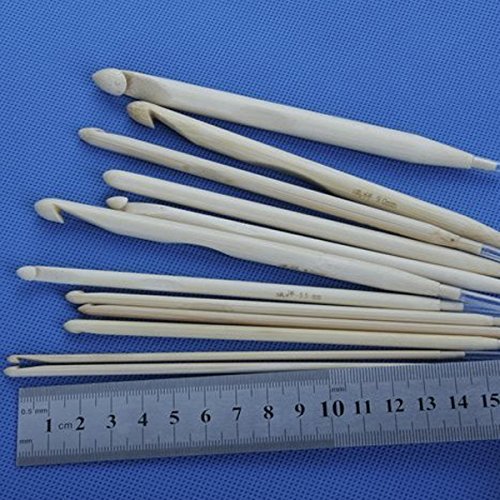 Pixnor 12st Professional unterschiedlich große gebleicht Teppich häkeln Haken Bambusnadeln (3.0 mm bis 10,0 mm) - 2