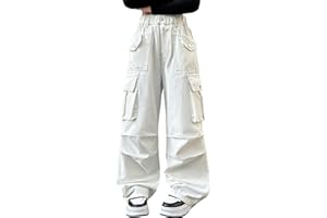 SEAUR Pantalon Cargo Fille Jeans Baggy Y2K Hip Hop Pantalon Multi Poches Streetwear - 120-170=(UE 110-164)