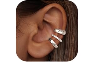 Adramata 3Paia Ear Cuff Orecchini Donna Oro/Argento Orecchinia Senza Buco Regolabile Orecchini Clip Ipoallergenici Orecchino Finti Non Piercing per Helix Cartilagine