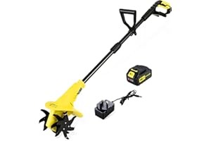 PHIWOS 20V Cordless Tiller Cultivator, Garden Soil Rotavator, 20cm Working Width, 13cm Working Depth, 4.0Ah Battery and Charger Include