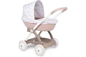 Smoby - Baby Nurse - Landau - pour Poupons et Poupées - Capote Rabattable - Panier de Rangement - 254118