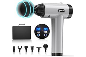 AERLANG - Pistola per massaggio, massaggiatore muscolare con 20 velocità e 6 testine massaggianti, con schermo LCD touch screen, massaggiatore per dolori muscolari in profondità