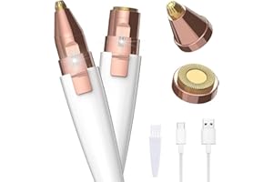 YOUNLEN Depiladora Facial Mujer, Depiladora Cejas Recargable, 2 en 1 Recortadora y Afeitadora Facial para Mujeres, Depiladora Perfilador de Cejas, para Vello de Melocotón Labios Brazos con Luz