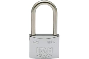 IFAM Candado Serie Inox, Arco Largo, 40mm, Alta Resistencia a la Oxidación, Ambientes Húmedos, Alto Nivel de Seguridad, Resistente y Cromado