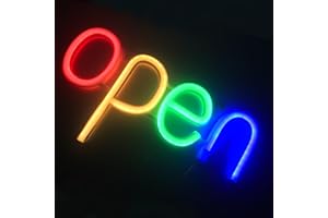 FESPCJ Letrero de neón LED abierto marcado por horario de apertura, decorado por USB o AAA Battery Power Store escaparate cafetería Bar logotipo de la tienda hotelera librería restaurante panadería pared