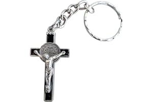 Zinngeschenke 1 Kreuz mit Schlüsselanhänger in der Farbe schwarz (LxB) 4,0 x 2,0 cm, Schlüsselanhänger Kreuz, Kruzifix Metall Kreuz Anhänger