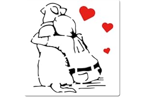 GORGECRAFT 12" Banksy Donna Stencil Riutilizzabile Cane Amore Modello Animali Interno Esterno Pittura Murale Stencil per Pittura Arte Artigianato Disegno Tessuto Decorativo Legno Parete Decorazione