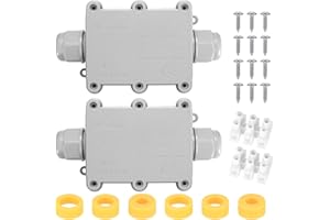 HMKESOTERIC 2 Pezzi Scatola Derivazione Esterna, Scatola di Giunzione Elettrica, Scatola Elettrica da Esterno, Connettori Elettrici Impermeabili IP68, Scatola di Giunzione a 2 Vie per Cavi Ø 5mm-15mm
