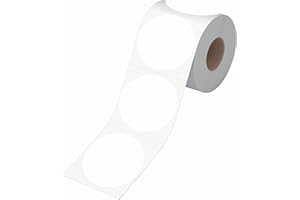 HEBAYY 600 pezzi adesivi bianchi rotondi per inventario, etichette di codifica a colori con punti circolari con linea di perforazione in un rotolo (5 cm di diametro)