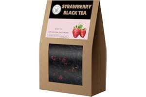 HANFANGLING Strawberry Black Tea, 100% Natural Loose Leaf, Promote Metabolism, Maintain Healthy Skin, Blend Of Strawberry Fruit Flavor And Black Tea Aroma