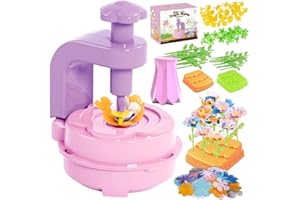 ZINUEEN Blumenpresse & Bastelset Kinder ab 3 Jahre – DIY Stick and Poke Set mit Blumenmaschine, Poke in Art Kinder, Stitch Geschenke Mädchen, Blumen Basteln – Kreatives Geschenk für Mädchen 3-10 Jahre