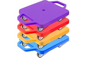 TESIN 4 Pack Floor Scooter Board with Handles, Colored Sitting Scooter for Kids, Plastic Sport Scooters Play Equipment for Gym, Class, Physical Education, Indoor Outdoor Activities