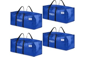 ClearSpace Heavy Duty Moving Boxes or Storage Bags – Storage Bins with Lids, Large Moving Bags with Backpack Straps & Handles – Moving Supplies for College Dorm or Christmas Decorations, 4 Pack