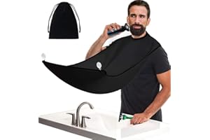 Allmay Bart Schürze für Bartgestaltung- Sammel Tuch für Haare-Bart Lätzchen für Geschenk der Männer Bartlatz für Rasur,Schwarz