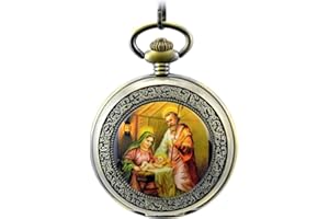 UNENDLICH U Infinite U La Vierge Marie et Jésus-Christ Chiffres Romains Acier Montre de Poche Mécanique