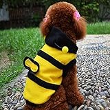Süße Biene Design Hund Polar Fleece Stoff Kleidung Katze Kleidung Welpe Hoodie Plüsch warmen Wintermantel Kleidung Kostüm Accessoire für Hunde Haustiere mit Hut Grösse L -