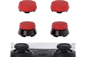 PlayVital Thumbs Pro Joystick Extender for PS5, Thumbstick Caps Accessories for PS5 Controller-2 High Raise & 2 Mid Raise Dome (Armor Scarlet Red & Black)