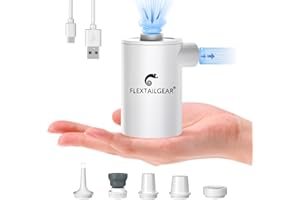 FLEXTAILGEAR MAX Pump 2020, Portable Electric Air Pump, 3600mAH Battery,Rechargeable, High Flow 300L/min, Fast In/Deflating, Air Mattress, Swimming Ring, Vacuum Storage Bags, Camping & Travel