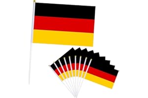 YAAVAAW 10er Deutschland Flagge Klein Deutschland Fahne 21x14cm,Oly Flagge Deutschland Handflagge Deutschland Fanartikel Mini Deutsche Handgehaltene Flaggen für Oly Deko 2024,Euro Fußball Party