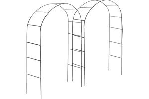 Harbour Housewares Metal Garden Arches Arbour - 2.4M x 1.4M - Black - 2x Large Wide Heavy-Duty Outdoor Climbing Plants Rose Flower Gate Archway Pergola Trellis Support Frame Wedding Decoration