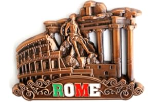 DESIGNO Magnes na lodówkę z motywem miast, np. Wenecja, Paryż, Rzym, Praga, Amsterdam, Barcelona, Dubaj, Tajlandia, z metalu, wspaniała pamiątka, piękny artykuł dekoracyjny, metal, brąz Rzym