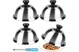 YOYIAG Lot de 3 cloches à hamburger rondes en acier inoxydable - Avec tournevis - Pour barbecue, steak, hamburger (16 x 9 cm)